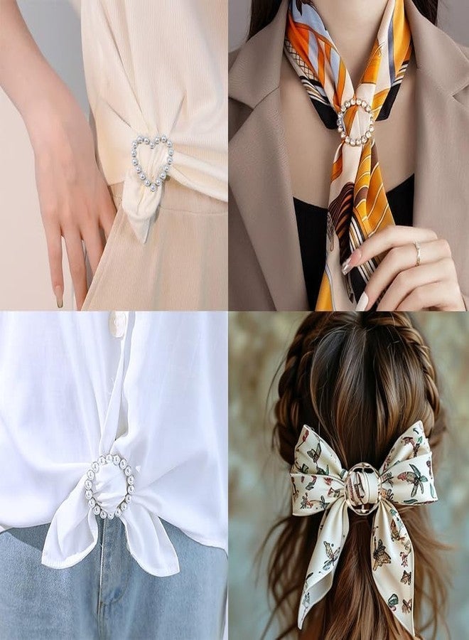 Naturahand 6PCS Scarf and Sweater Ring Clip T-shirt Tie Clips Silk Scarf Ring for Women Clothing Shirt Waist Cincher Clips Metal Round Circle Clip Belt Buckle - Image 2